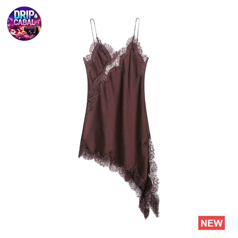 Satin Slip Dress Elegant Asymmetrical Layering Tops Evening Party Wear
